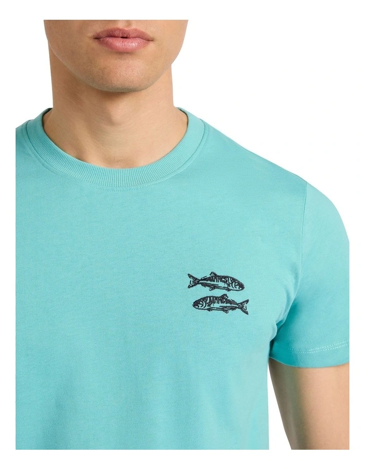 Fish Impressions Tee in Teal Green image 3