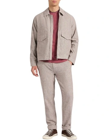 Tobias Linen Stripe Jacket in Brown