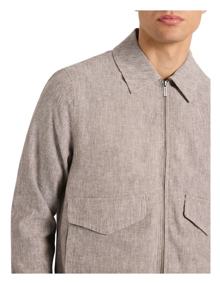 Tobias Linen Stripe Jacket in Brown image 3