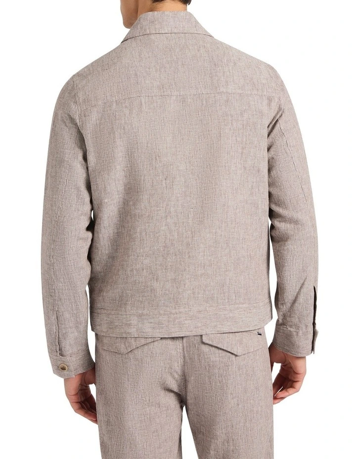 Tobias Linen Stripe Jacket in Brown image 4