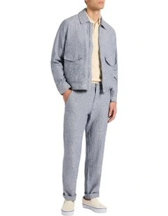 Tobias Linen Stripe Jacket in Navy