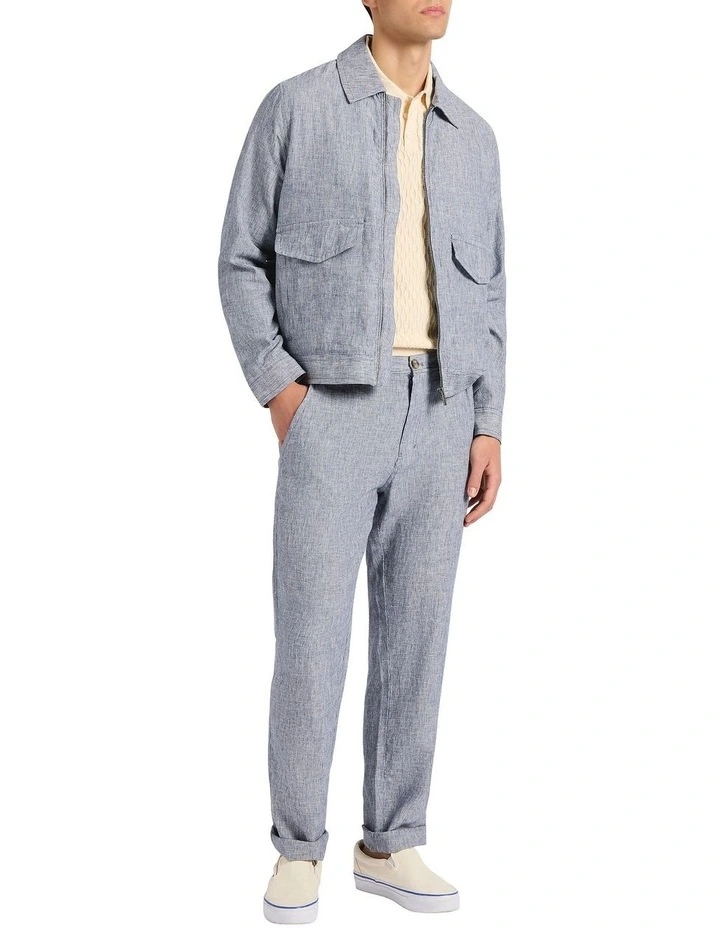 Tobias Linen Stripe Jacket in Navy image 1