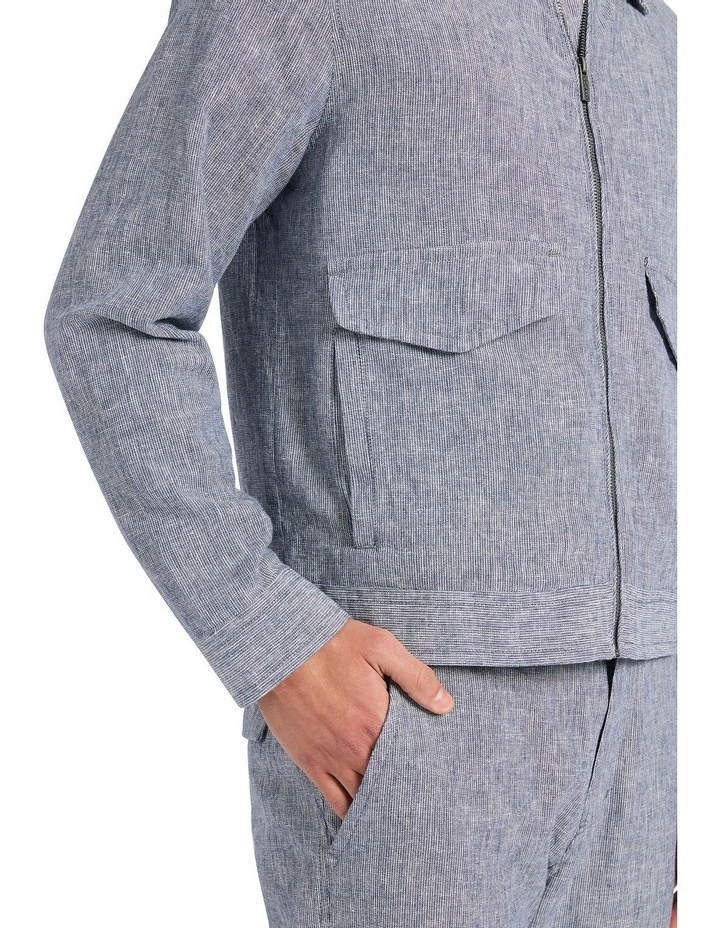 Tobias Linen Stripe Jacket in Navy image 3