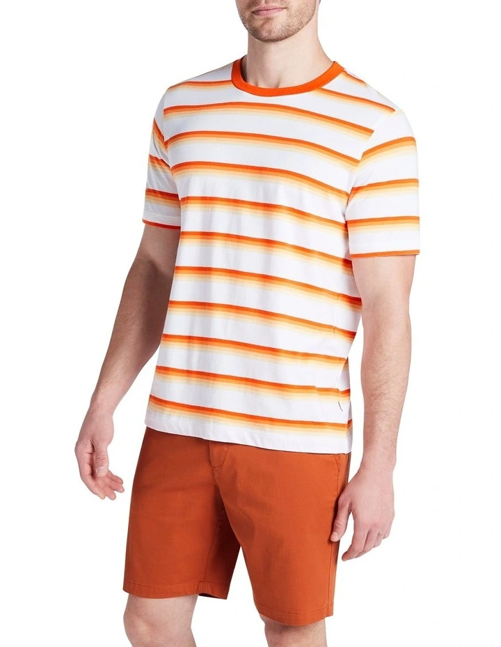 Jay Stripe Tee in Orange/White image 1