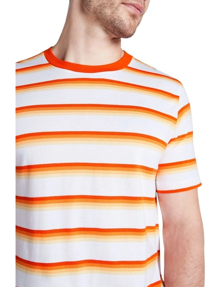 Jay Stripe Tee in Orange/White image 4
