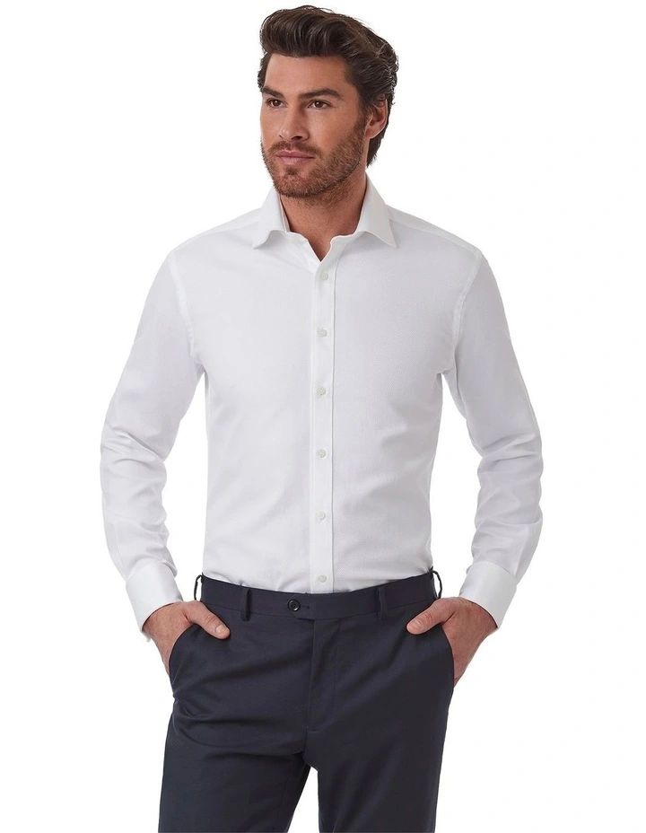 Turbina Tailored Fit French Cuff Shirt In White image 1