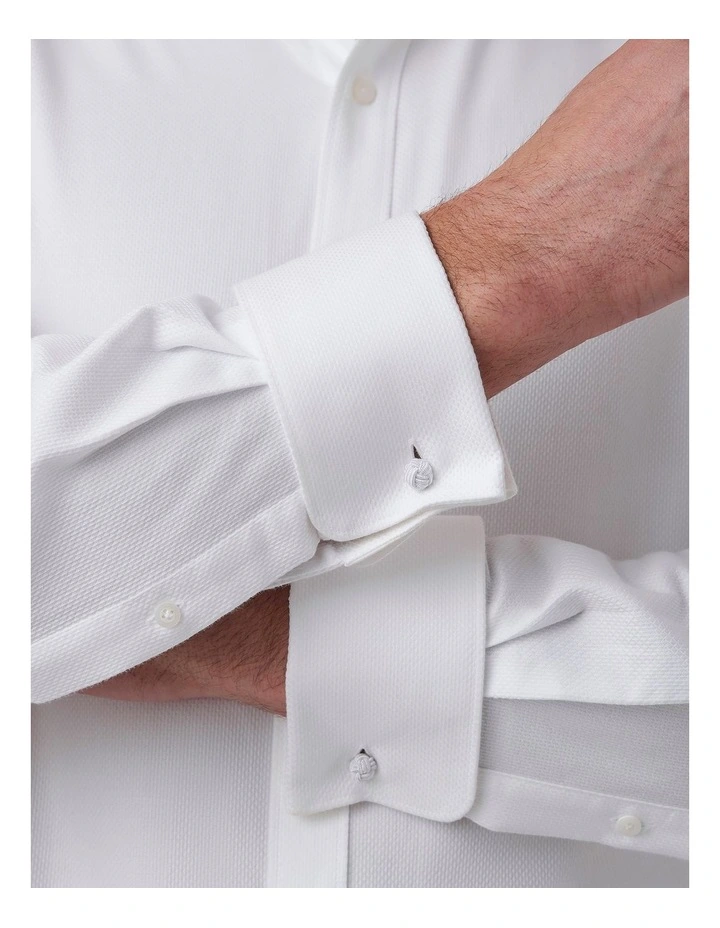 Turbina Tailored Fit French Cuff Shirt In White image 2