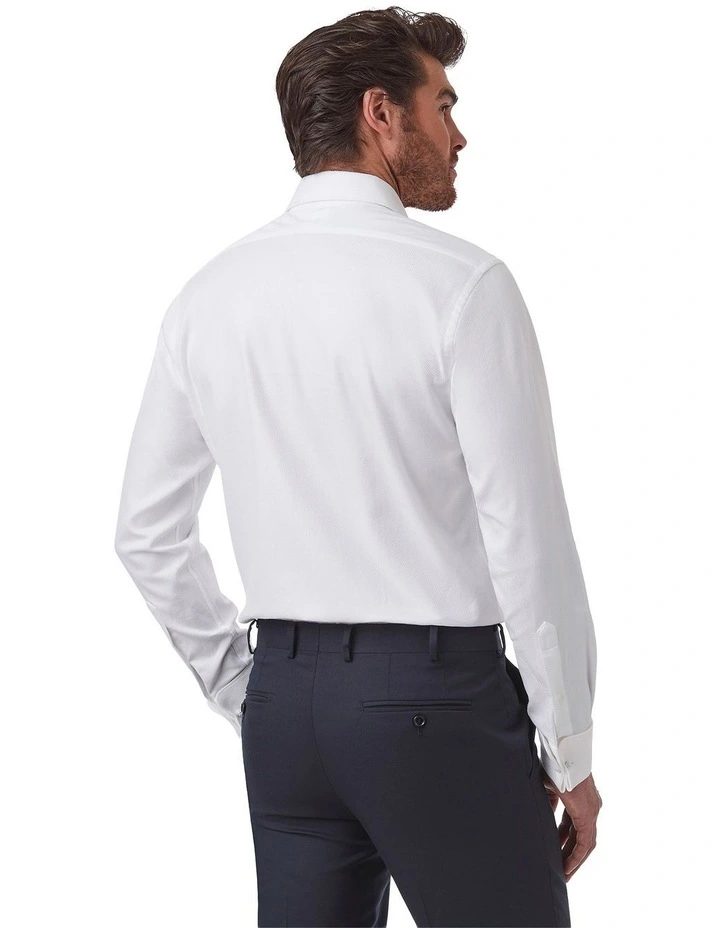 Turbina Tailored Fit French Cuff Shirt In White image 3