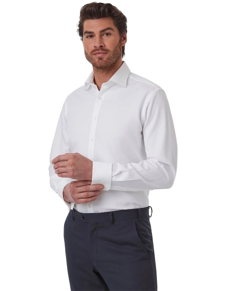 Turbina Tailored Fit French Cuff Shirt In White image 4