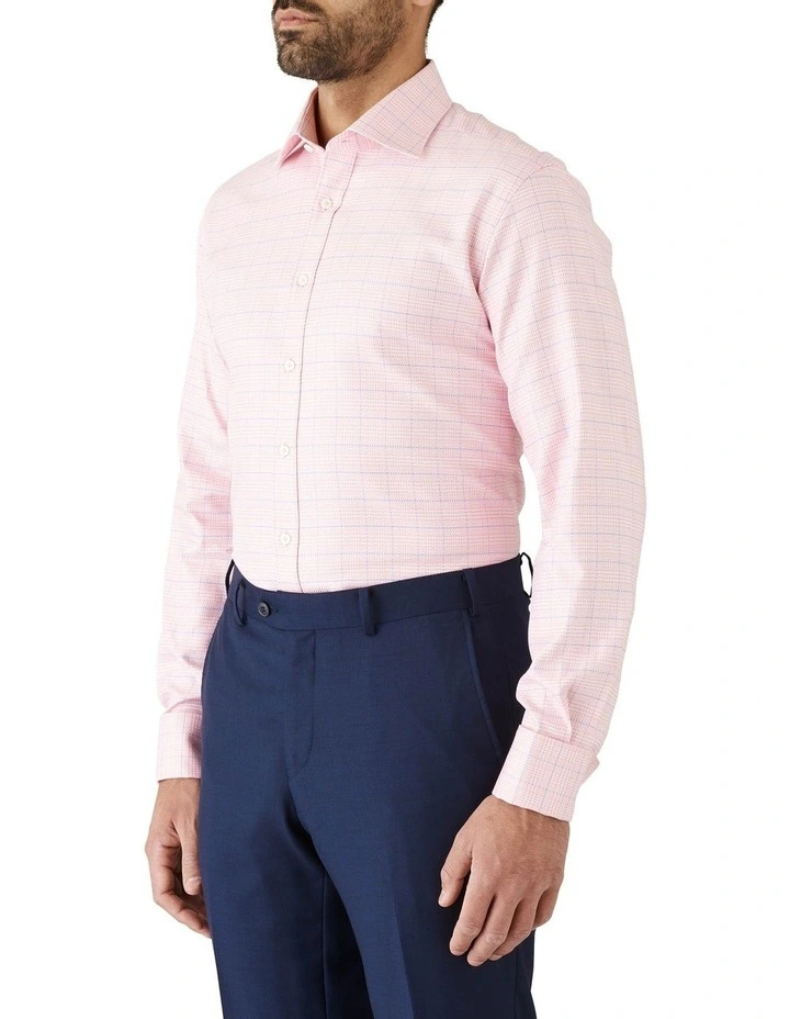 Tailored Fit Turbina Check French Cuff Long Sleeve Shirt Pink image 2