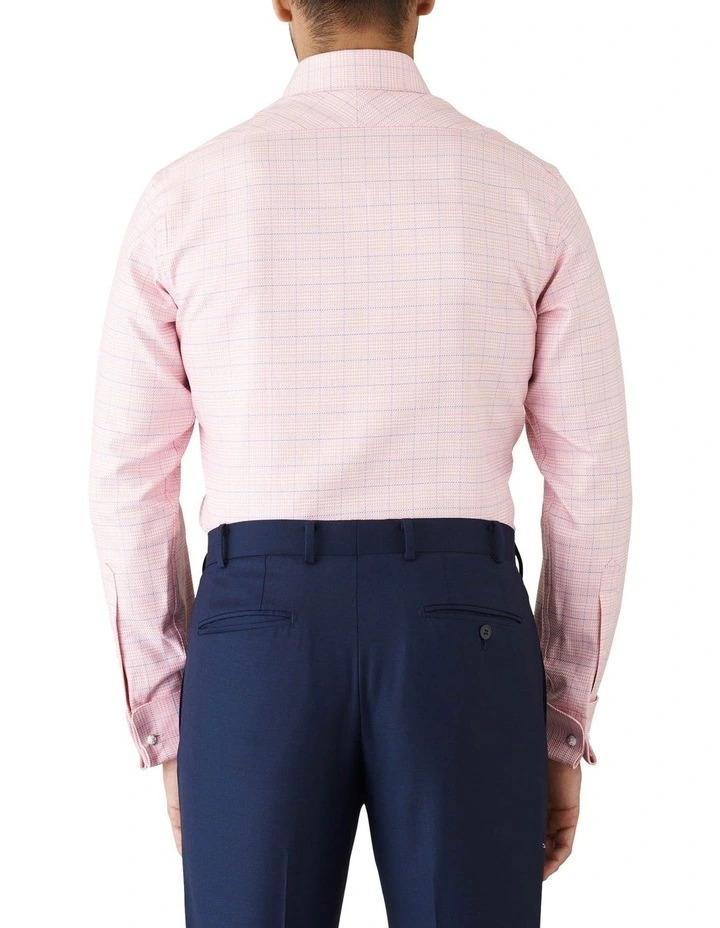 Tailored Fit Turbina Check French Cuff Long Sleeve Shirt Pink image 3