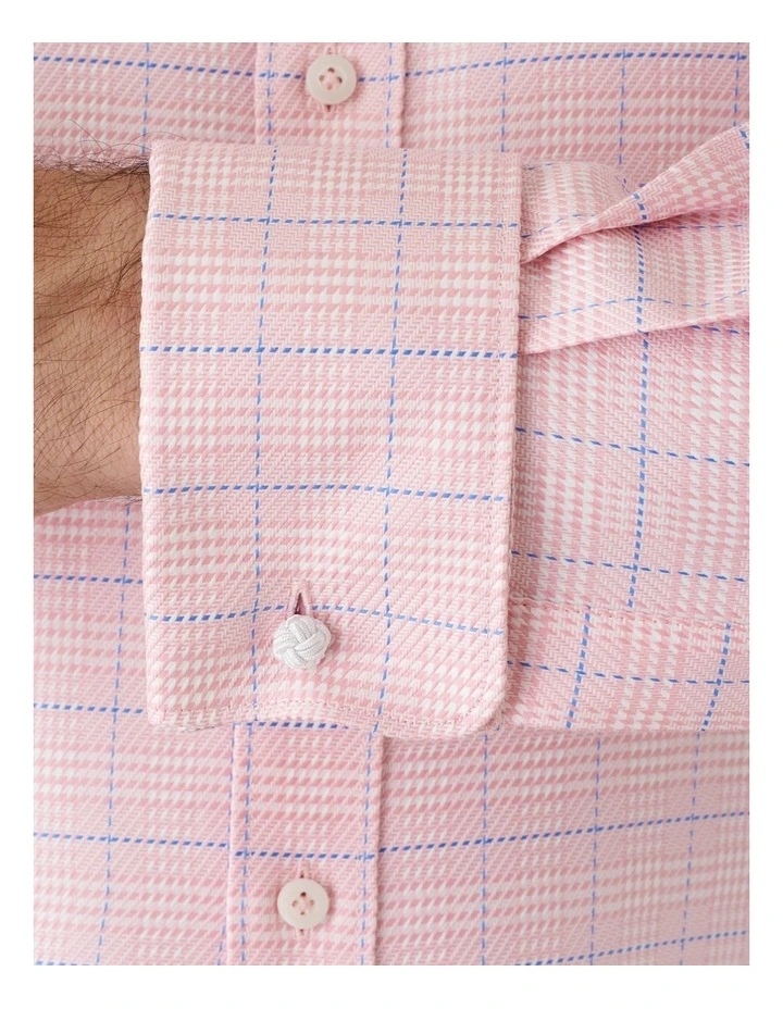 Tailored Fit Turbina Check French Cuff Long Sleeve Shirt Pink image 4