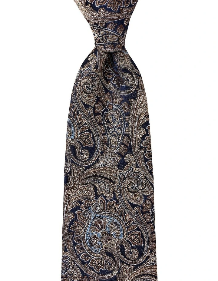 Gioiello Silk Paisley Tie in Taupe image 1
