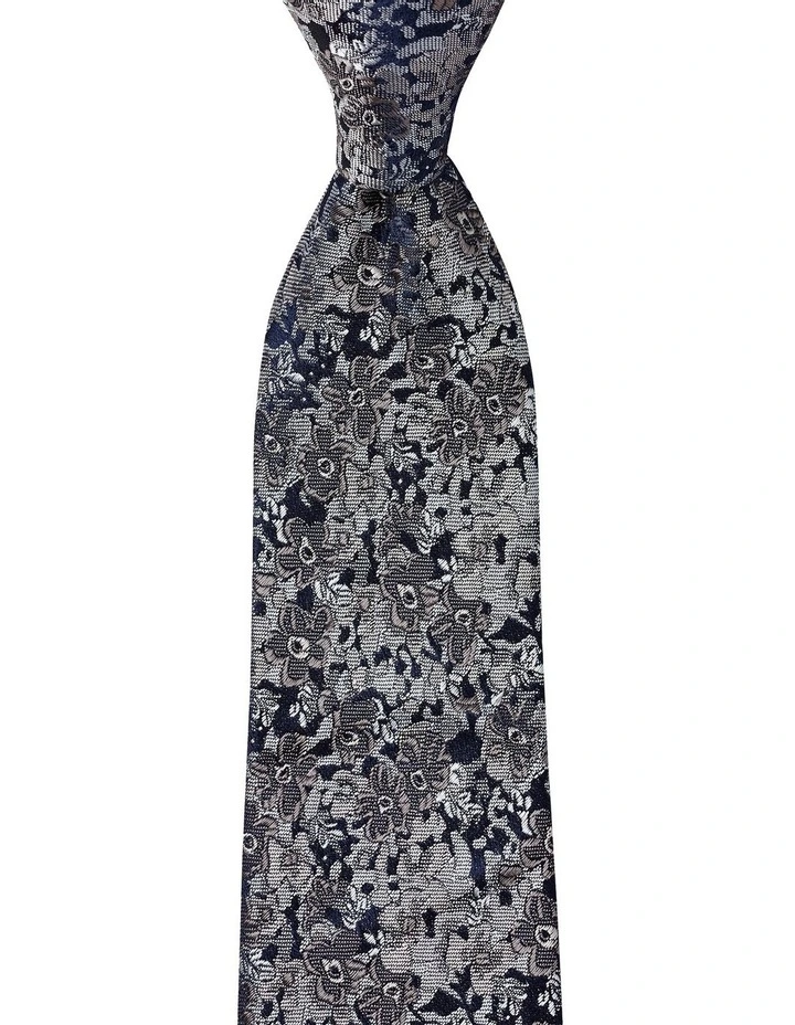 Acquerello Fiori Silk Tie In Grey image 1