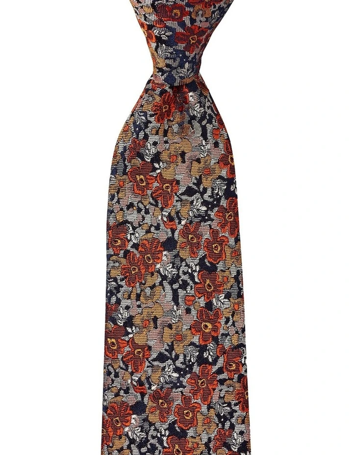 Acquerello Fiori Silk Tie In Orange image 1