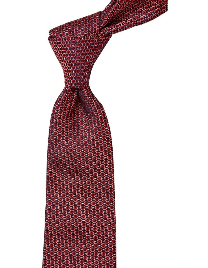 Diamente Spot Silk Tie In Red image 1