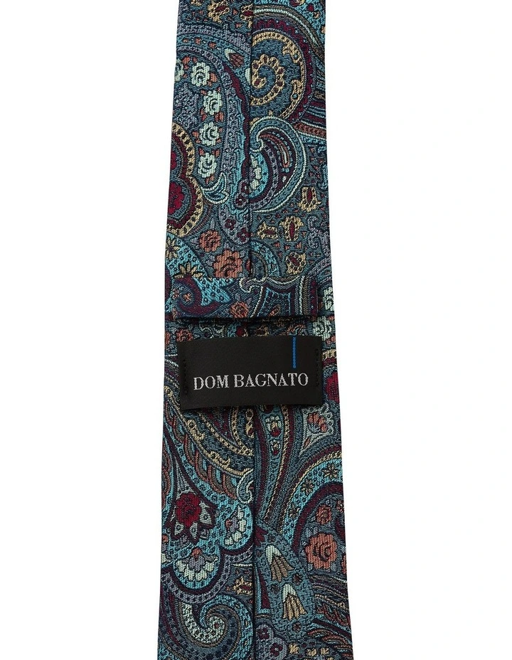 Opaco Paisley Silk Tie in Blue image 2