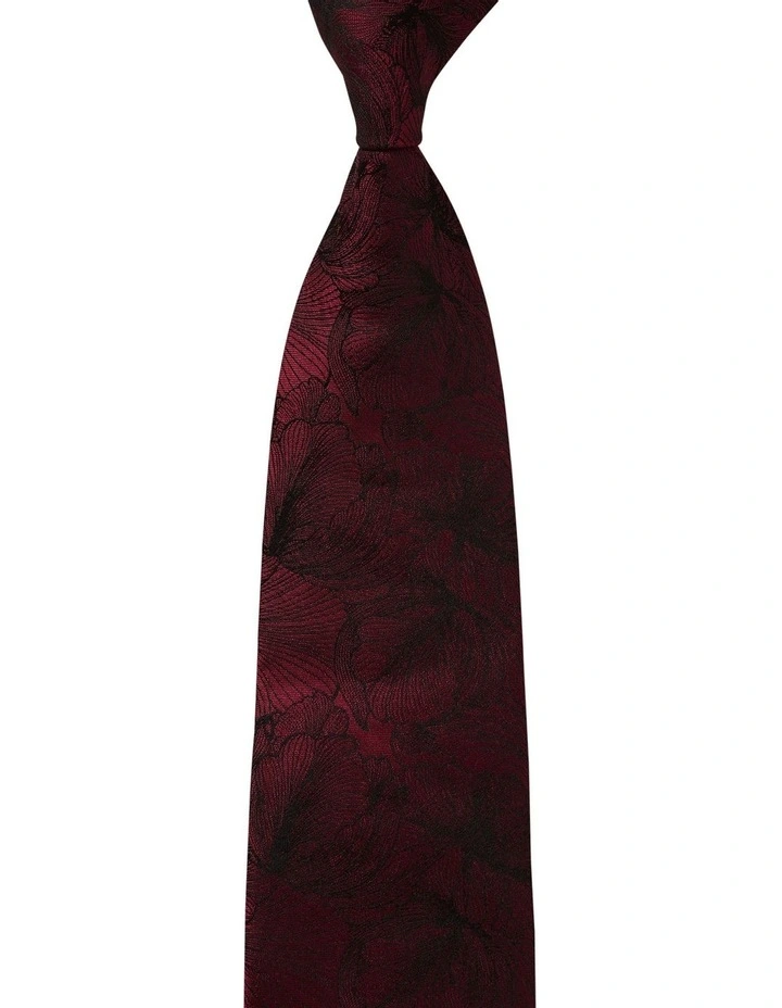 Floral Silk Tie in Red image 1