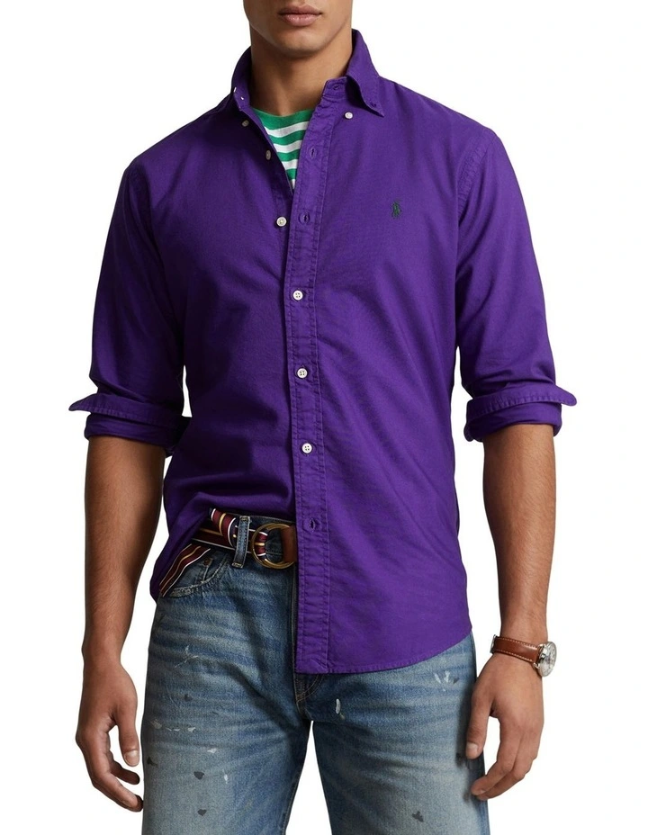 Polo Ralph Lauren Classic Fit Garment-Dyed Oxford Shirt in Purple