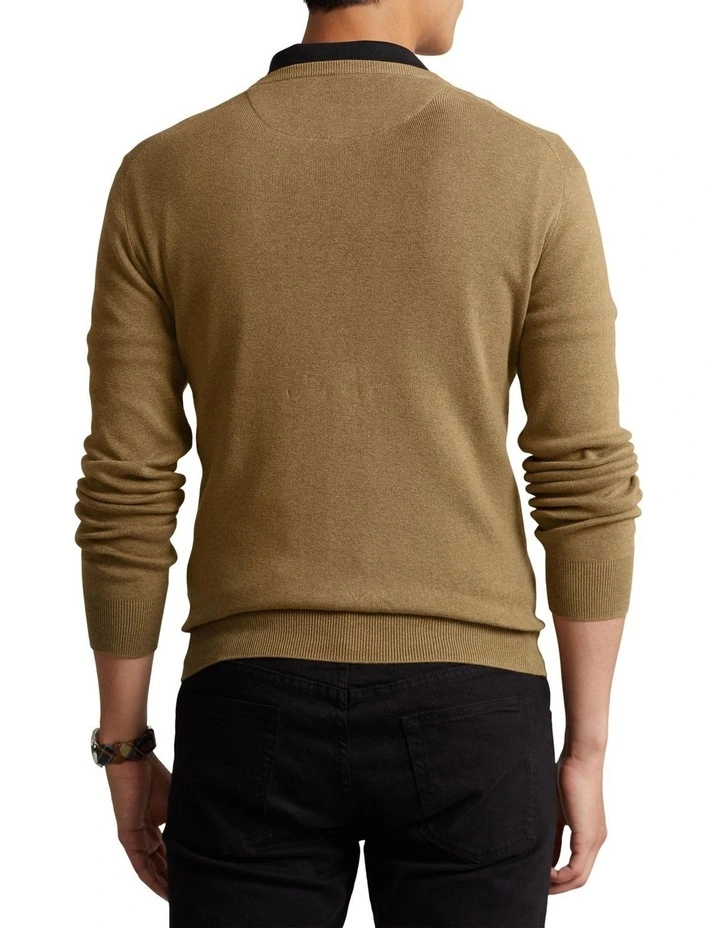 Cotton Crewneck Sweater in Beige image 2