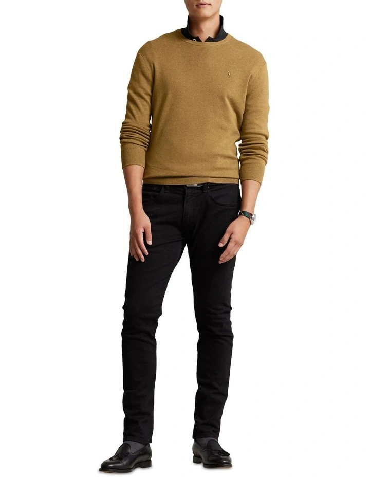Cotton Crewneck Sweater in Beige image 3