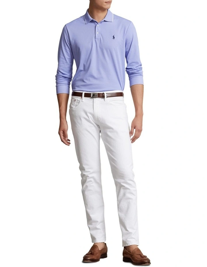 Custom Slim Fit Birdseye Polo Shirt in Blue image 3