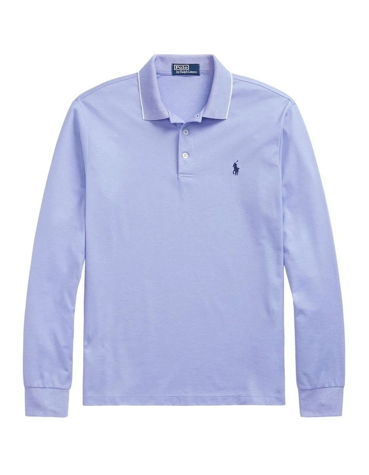 Custom Slim Fit Birdseye Polo Shirt in Blue image 4