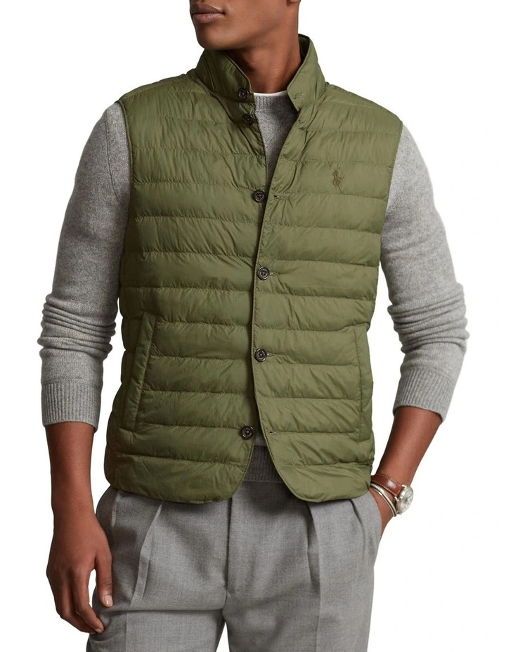 Water-Repellent Quilted Vest in Green image 1