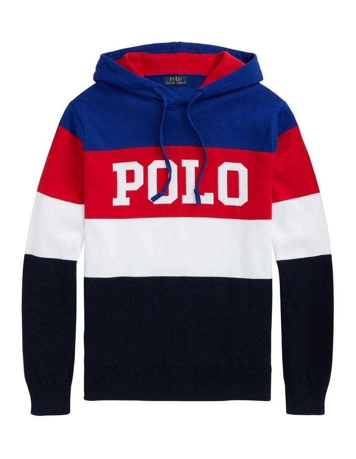 Logo Color-Blocked Cotton Hooded Sweater in Assorted image 4