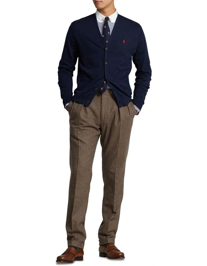 Cotton V-Neck Cardigan in Blue image 3