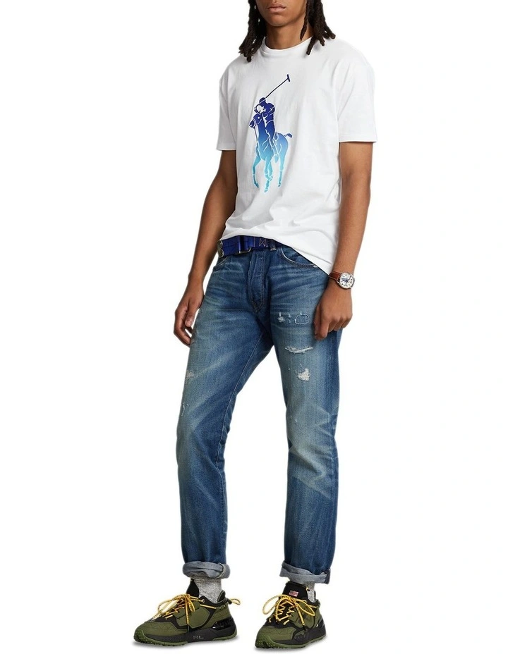 Classic Fit Big Pony Jersey T-Shirt in White image 3