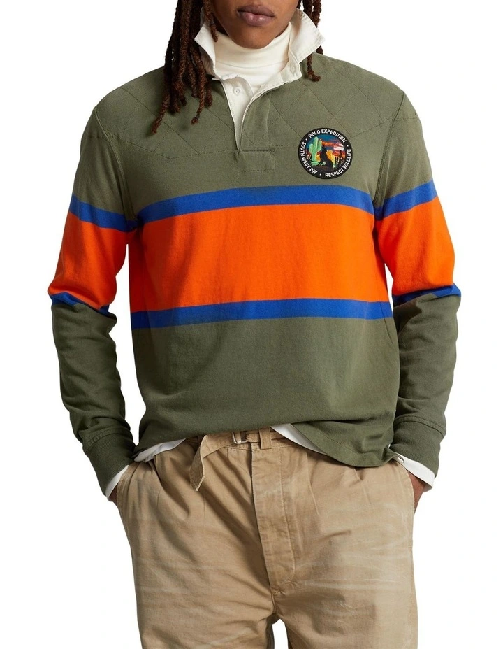 Classic Fit Striped Jersey Rugby Shirt in Assorted image 1