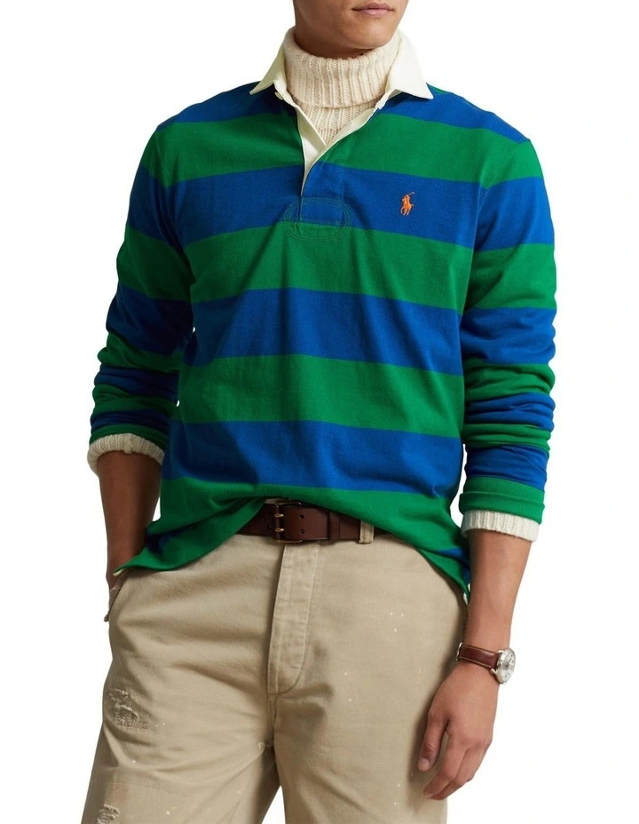 Classic Fit Striped Jersey Rugby Shirt in Assorted image 1