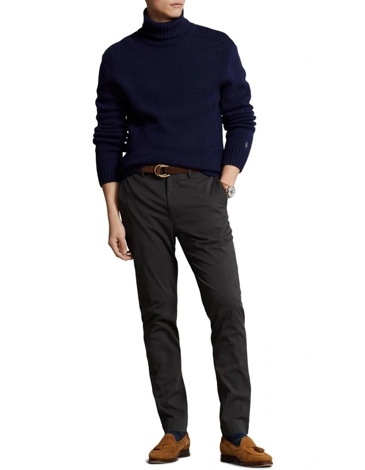 Straight Fit Stretch Chino Pant in Black image 3