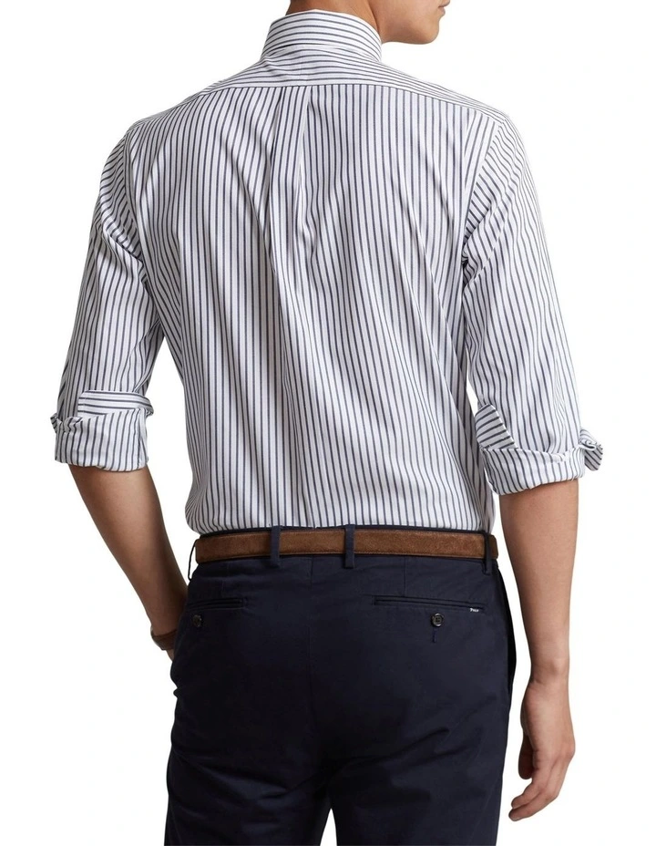 Classic Fit Striped Poplin Shirt in Blue image 2