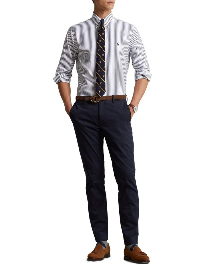 Classic Fit Striped Poplin Shirt in Blue image 3