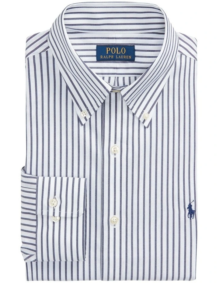 Classic Fit Striped Poplin Shirt in Blue image 4