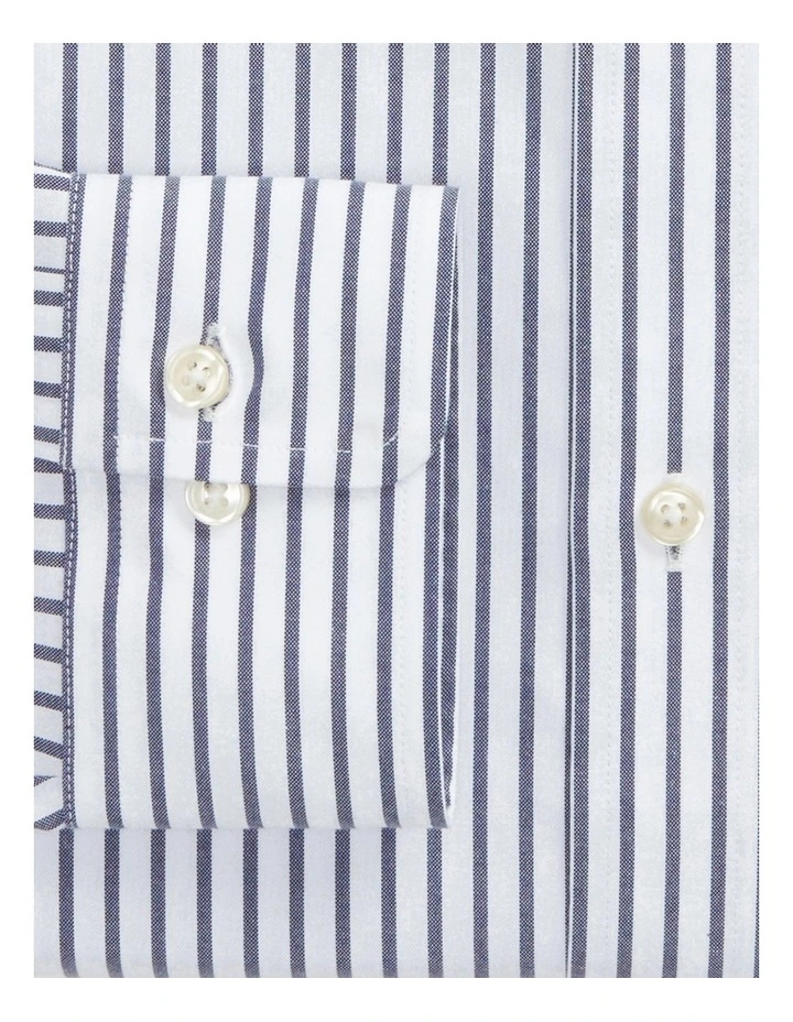 Classic Fit Striped Poplin Shirt in Blue image 6