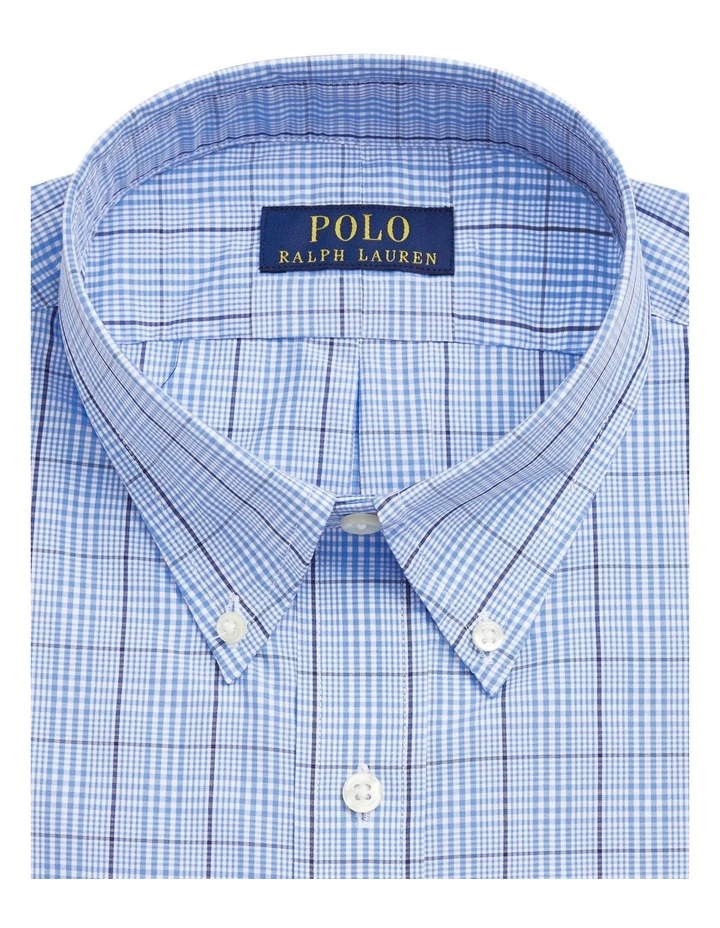 Classic Fit Plaid Performance Shirt in Blue image 2