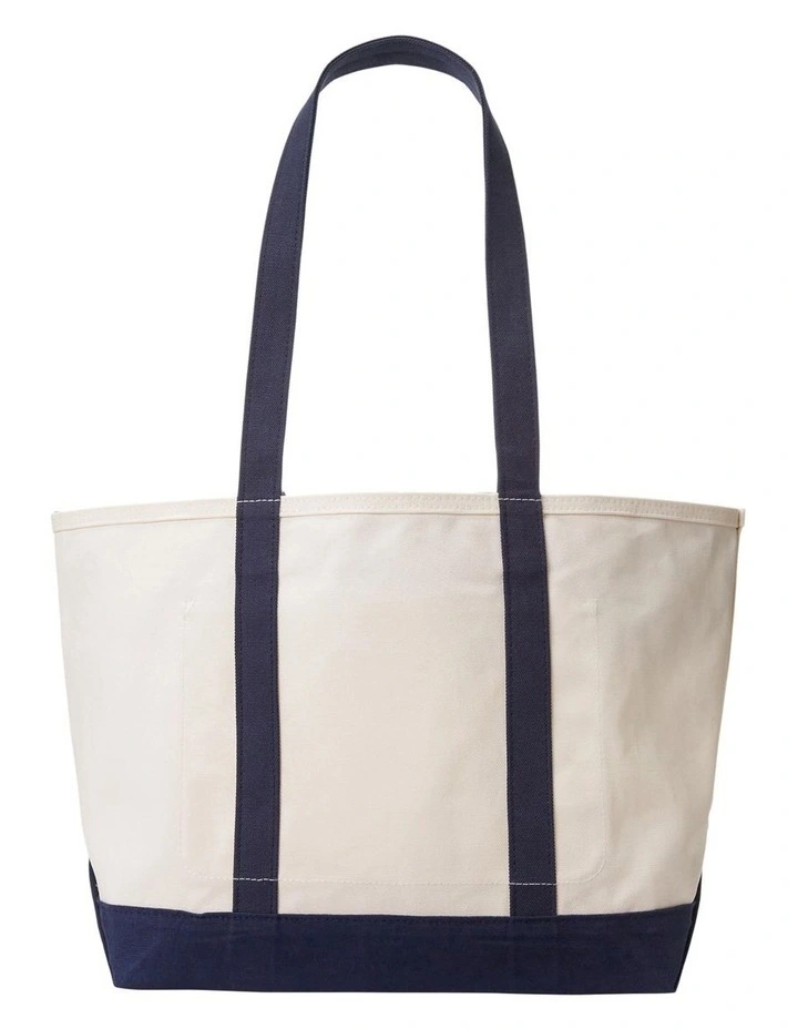 Logo-Embroidered Canvas Tote in Beige image 2