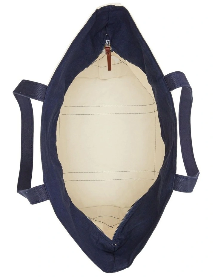 Logo-Embroidered Canvas Tote in Beige image 4