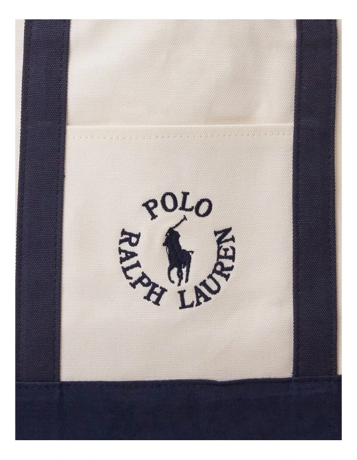 Logo-Embroidered Canvas Tote in Beige image 5