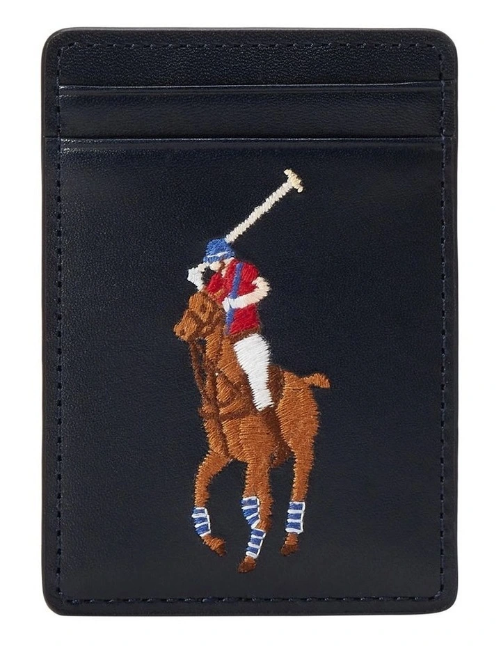 Big Pony Leather Magnetic Card Case in Black image 1