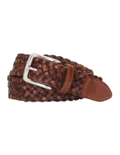 Braided Leather Belt in Brown