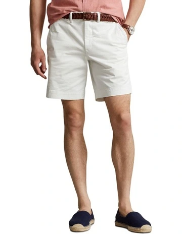 Stretch Straight Fit Chino Short in White
