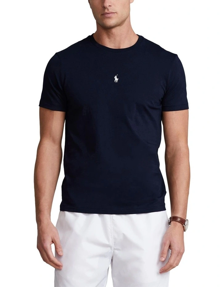 Custom Slim Fit Jersey Crewneck T-shirt in Navy image 1