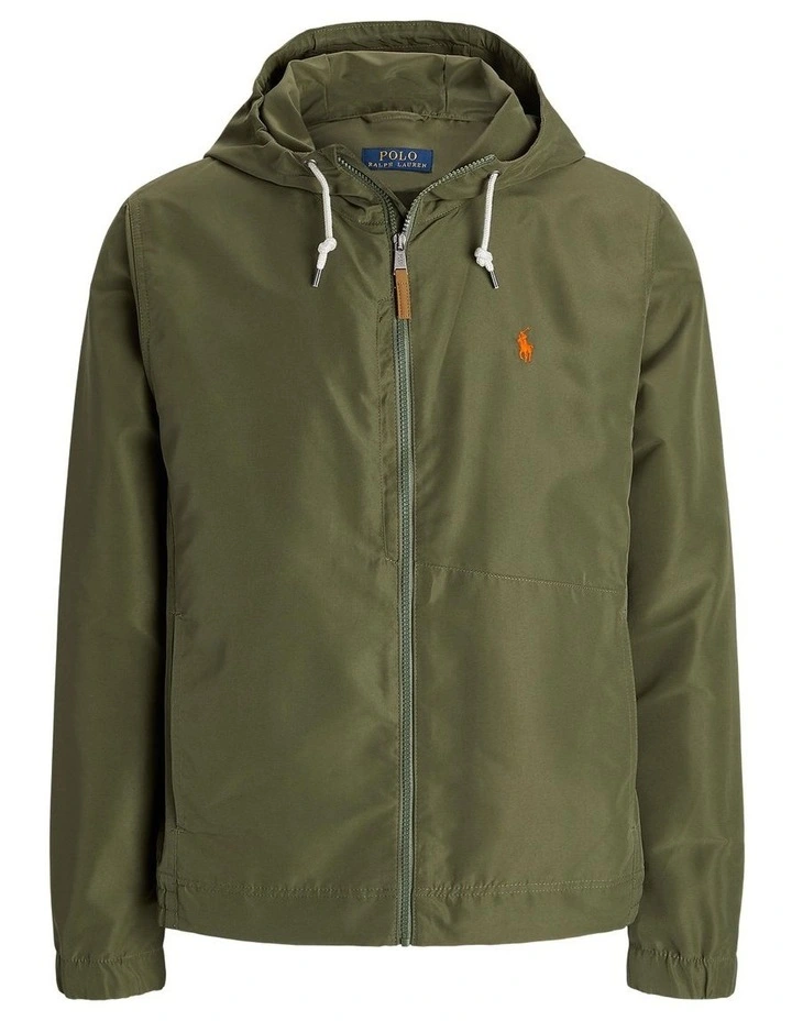 Packable Water-Repellent Hooded Jacket in Green image 4