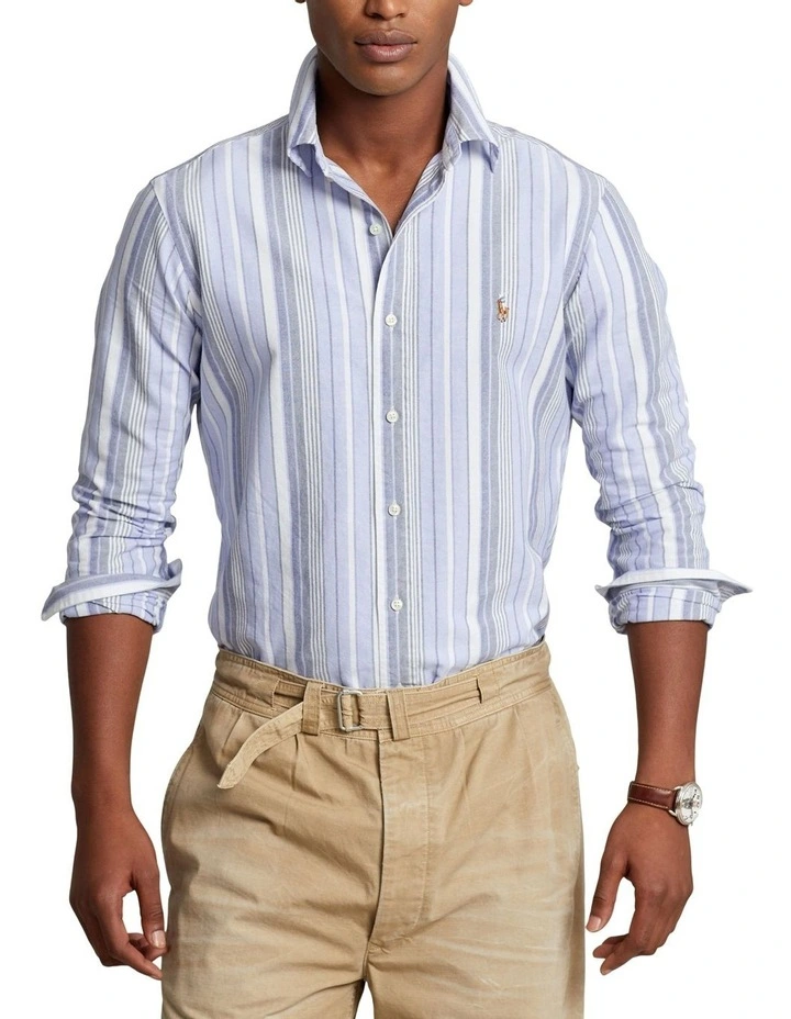 Classic Fit Striped Oxford Shirt in Assorted image 1