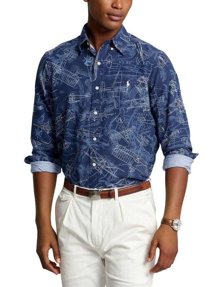Classic Fit Aviation-Print Oxford Shirt in Assorted image 1
