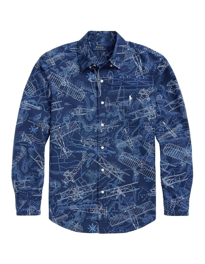 Classic Fit Aviation-Print Oxford Shirt in Assorted image 4